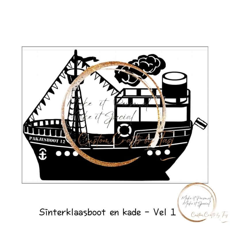 Herbruikbare Raamstickers | Herfst | Sinterklaasboot kade Pietjes en Welkom - Herbruikbare raamstickers