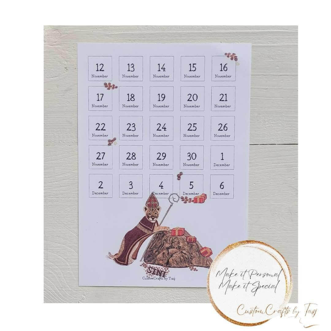 Sinterklaas | Aftelkalender | PDF-printable CustomCrafts by Tasj