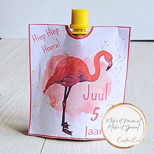 Diy Traktatie | Pdf-printable Knijpfruitwikkel Flamingo