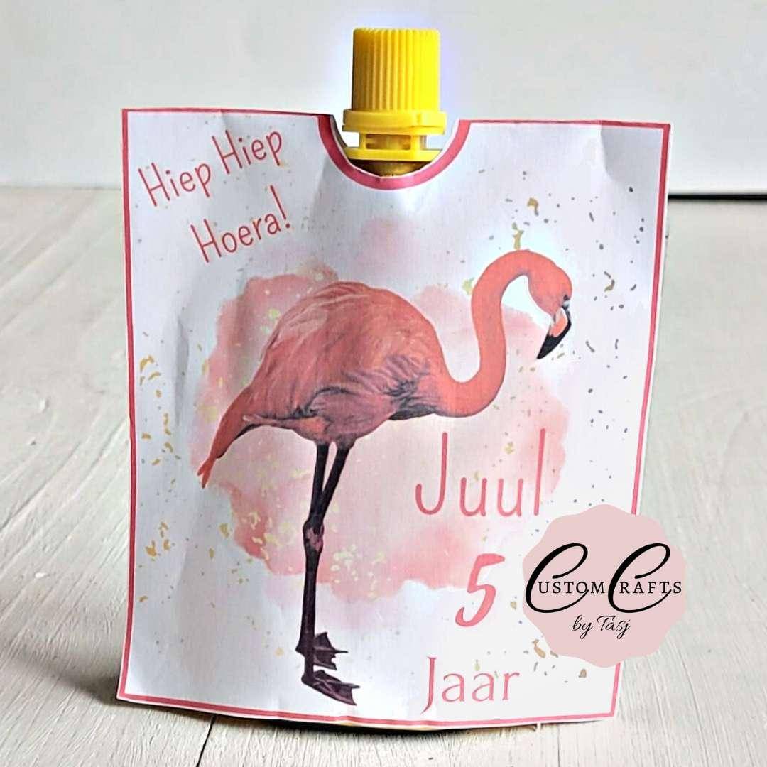 Diy Traktatie | Pdf-printable Knijpfruitwikkel Flamingo - CustomCrafts by Tasj